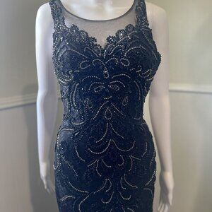 Ed Young Prom Dress 7322 Black/Silver Size XS NWT